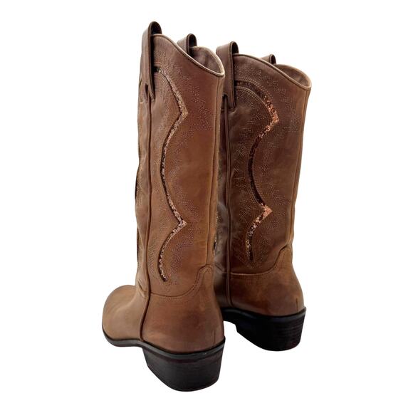Reba Brown Genuine Leather Western Mid Calf Boots 9.5 M - Picture 2 of 13